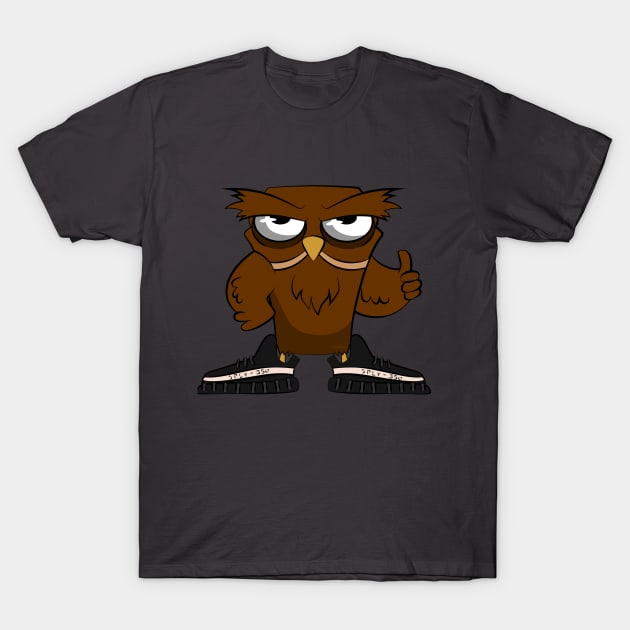 Owl Wearing Boosts Black & White T-Shirt by ShirtsNKicks